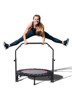XiuWoo 40 inch Foldable Mini Trampoline Max Load 330lbs, Fitness Rebounder with Adjustable Foam Handle, Exercise Trampoline for Adults Indoor Garden Workout  - Image 1