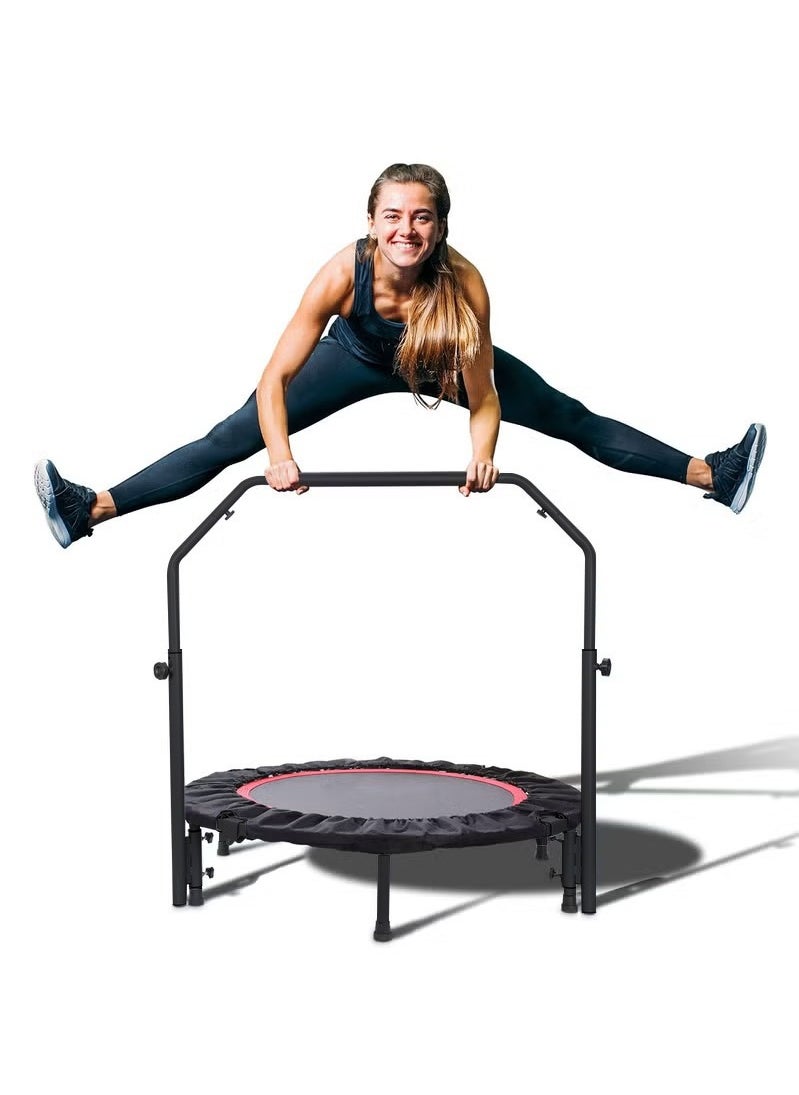 XiuWoo - 40 inch Foldable Mini Trampoline Max Load 330lbs, Fitness Rebounder with Adjustable Foam Handle, Exercise Trampoline for Adults Indoor Garden Workout - Image 1