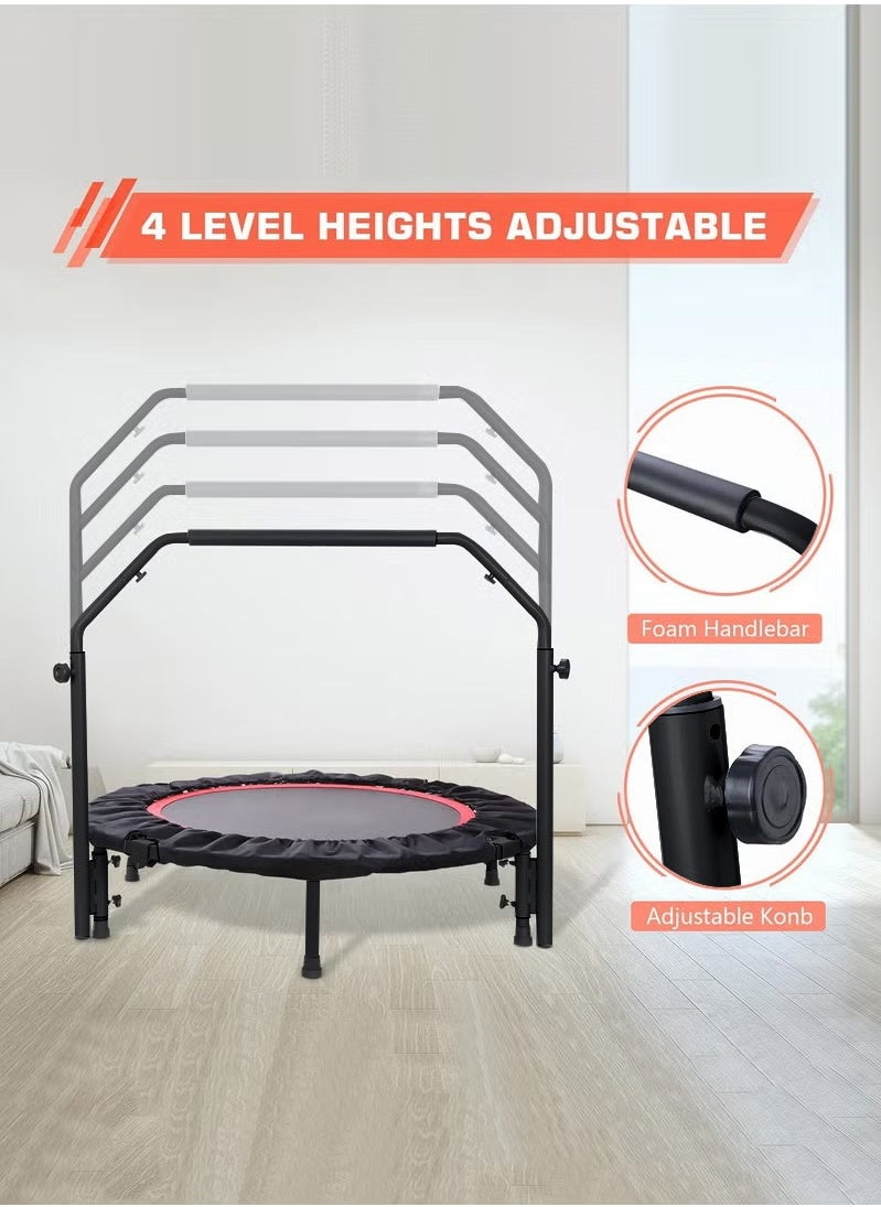 XiuWoo - 40 inch Foldable Mini Trampoline Max Load 330lbs, Fitness Rebounder with Adjustable Foam Handle, Exercise Trampoline for Adults Indoor Garden Workout - Image 1