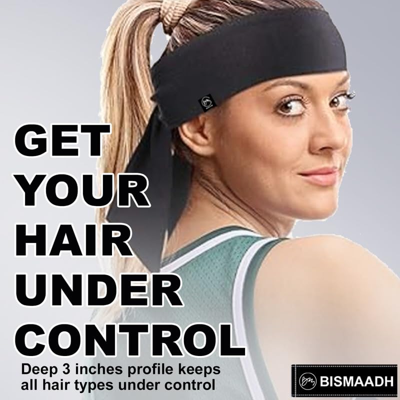 BISMAADH Head Tie Headbands for Women Men Tennis Sports Running Athletic Bandana Karate Non Slip Sweatbands Exercise Hair Wrap Bands Moisture Wicking Headwear Stretchy Hairbands - Image 4