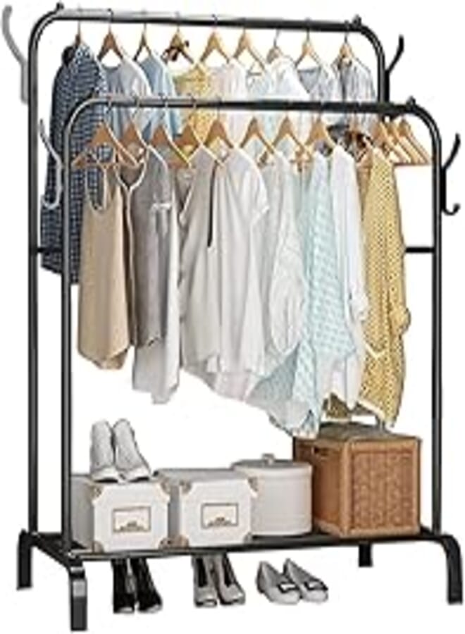 MTL Metal clothes rack (black with side hooks)