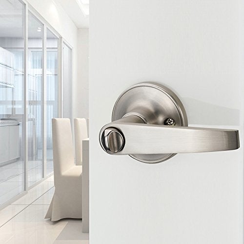 MANREN 1 Pack of MANREN Lever Keyed Entry Door Lever Handle Lock, Universal Door Knob Hardware,Nickel Brushed Color (MR802ET) - Image 4