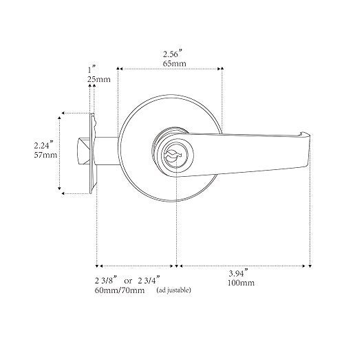 MANREN 1 Pack of MANREN Lever Keyed Entry Door Lever Handle Lock, Universal Door Knob Hardware,Nickel Brushed Color (MR802ET) - Image 2