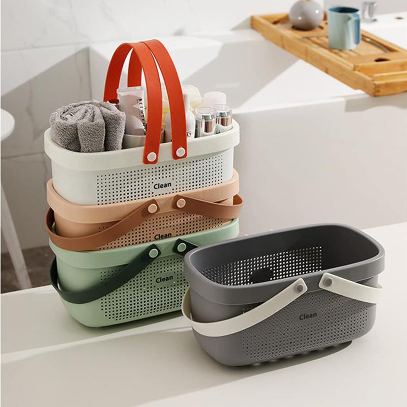 JiatuA Shower Caddy Baskets Plastic Storage Baskets Bins with Silicone Handles  Cleaning Supplies Organizer for Bathroom  Kitchen  Closet  Bedroom  Small Grey - Image 1