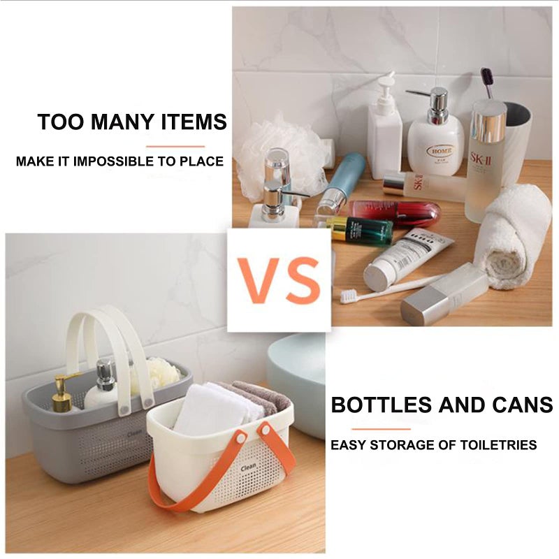 JiatuA Shower Caddy Baskets Plastic Storage Baskets Bins with Silicone Handles  Cleaning Supplies Organizer for Bathroom  Kitchen  Closet  Bedroom  Small Grey - Image 4