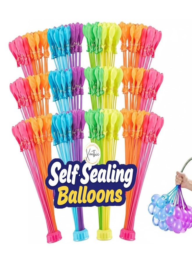 XANTHIC Water Balloons for Kids, Set of 12 Bunch - 444 Balloons, Quick Fill Easy Tie with Universal Tap Adapter, Holi Magic Water Balloons Fight - Image 1