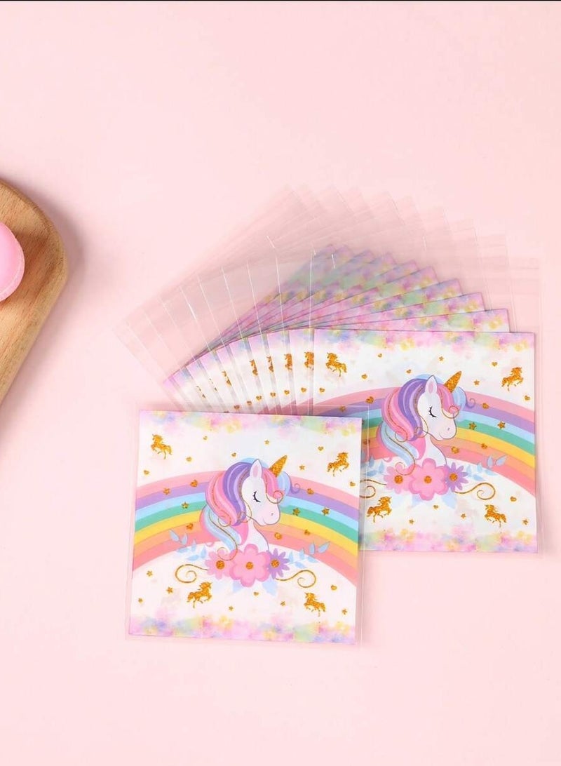 50pcs Clear Unicorn Print Gift Bags for Candy Cookie Snack Packaging with Self Adhesive - Image 5