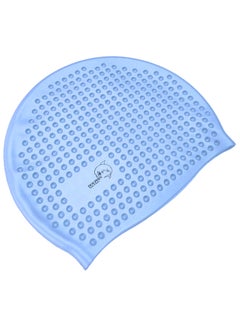 Dolphin Bubble Swimming Cap Silicone Waterproof For Adult, Light Blue  - Image 1