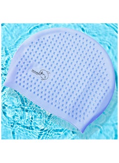 Dolphin Bubble Swimming Cap Silicone Waterproof For Adult, Light Blue  - Image 2