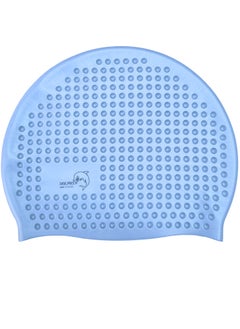 Dolphin Bubble Swimming Cap Silicone Waterproof For Adult, Light Blue  - Image 3
