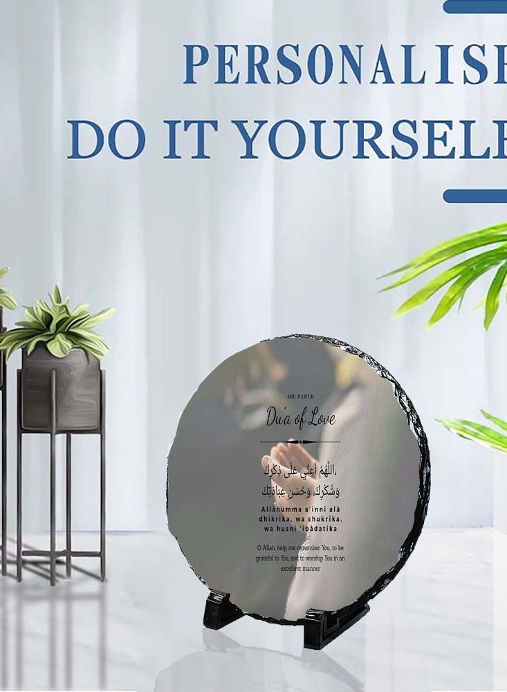 Service Zone Protective Printed White Round Shape Marble Photo Frame for Table Top Abu Dawud Dua Of Love 