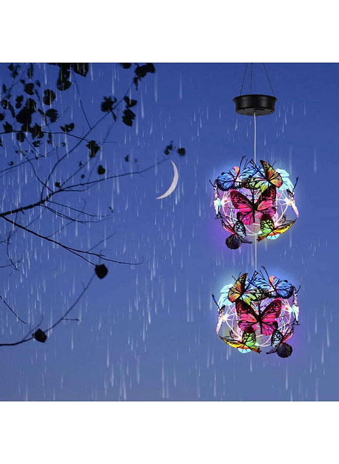 Generic Hanging Solar Lights Outdoor Butterfly Pattern Decorative LED Lanterns 7 Color Changing LED Metal Solar Lights Waterproof Hanging  Garden Lantern for Lawn Backyard Security Landscape Lamp  - Image 4