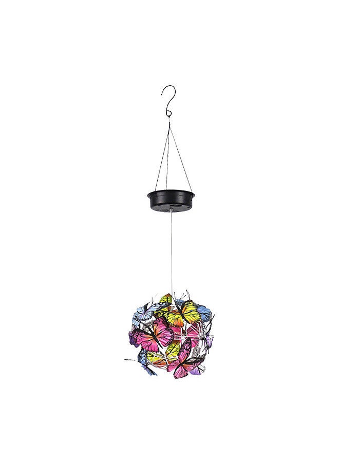 Generic Hanging Solar Lights Outdoor Butterfly Pattern Decorative LED Lanterns 7 Color Changing LED Metal Solar Lights Waterproof Hanging  Garden Lantern for Lawn Backyard Security Landscape Lamp  - Image 1