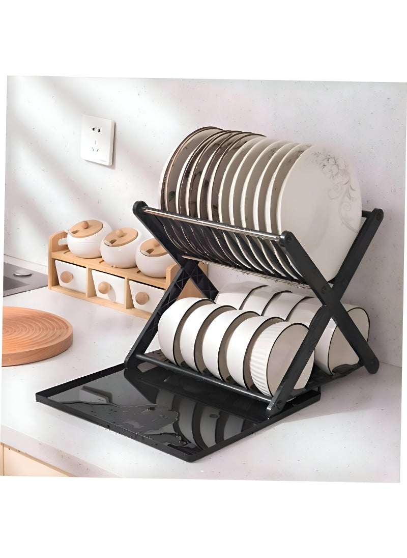 Multi-Level Dish Strainer And Organizer Featuring A Leak-Resistant X-Shaped Drawer, Compact Plate Rack For Streamlined Dish Drying In The Kitchen - pzsku/ZC3F8E71D23663C1598A7Z/45/_/1730124651/9ce67042-43b2-4753-afb3-41eedf9b698e