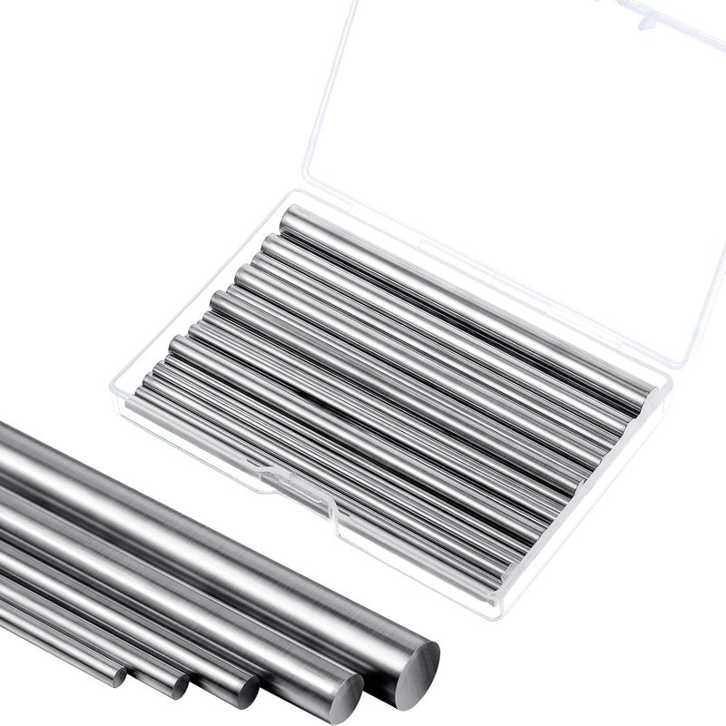 Ripeng 24 Pcs 304 Stainless Steel Round Rods Bar Assorted Diameter 1.5-8 mm for 100 mm Length with Plastic Storage Box Stainless Steel Stick for Drift Punches Various Shaft DIY Craft Models Plane Ship Cars - Image 2