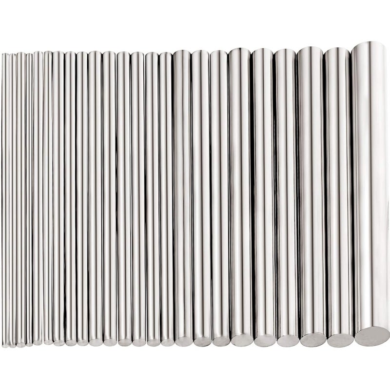 Ripeng 24 Pcs 304 Stainless Steel Round Rods Bar Assorted Diameter 1.5-8 mm for 100 mm Length with Plastic Storage Box Stainless Steel Stick for Drift Punches Various Shaft DIY Craft Models Plane Ship Cars - Image 1