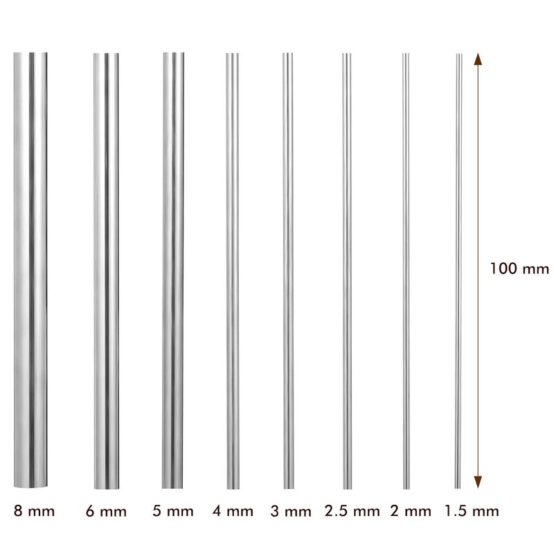 Ripeng 24 Pcs 304 Stainless Steel Round Rods Bar Assorted Diameter 1.5-8 mm for 100 mm Length with Plastic Storage Box Stainless Steel Stick for Drift Punches Various Shaft DIY Craft Models Plane Ship Cars - Image 4