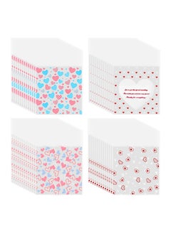 Excefore 400 Pcs Cookie Bags Hearts Cellophane Treat Bags Clear Self-adhesive Candy Bags for Holiday Party Gift Decoration Supplies, 3.94 x 3.94 Inches,  4 Styles  - Image 1