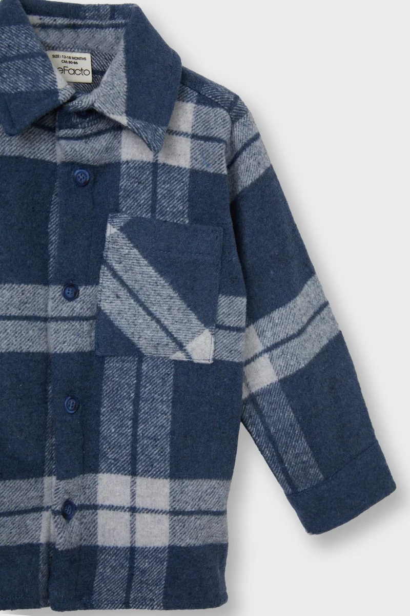Defacto Baby Boy Plaid Flannel Long Sleeve Shirt