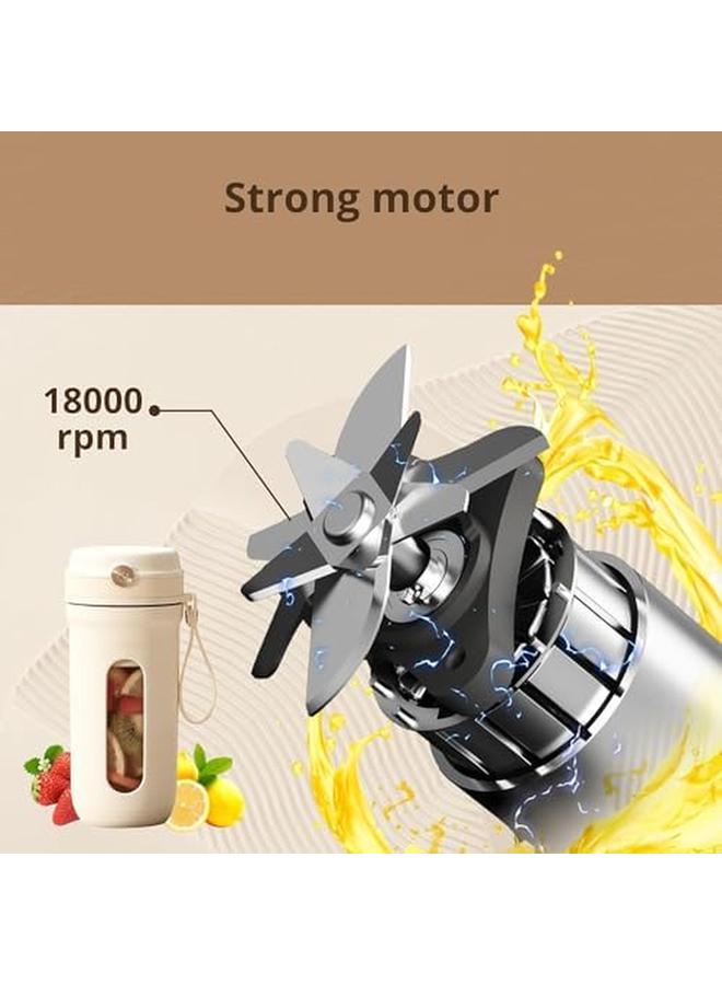 Portable Blender Personal Size Blender For Shakes And Smoothies With 10 Ultra Sharp Blades 16 Oz Mini Blender Usb Rechargeable Type C For Travel Picnic Office Gym Milky White  - Image 4