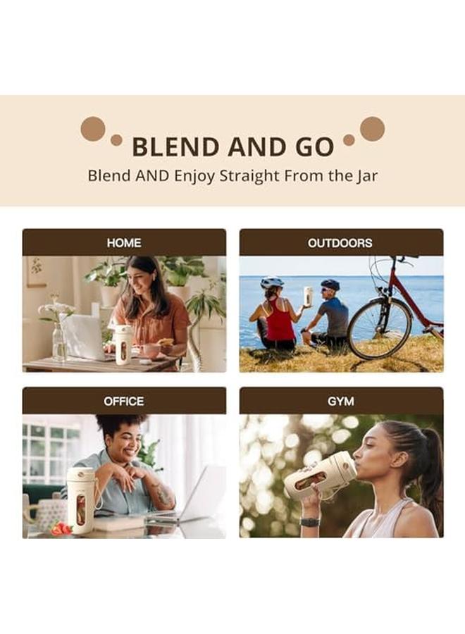 Portable Blender Personal Size Blender For Shakes And Smoothies With 10 Ultra Sharp Blades 16 Oz Mini Blender Usb Rechargeable Type C For Travel Picnic Office Gym Milky White  - Image 3