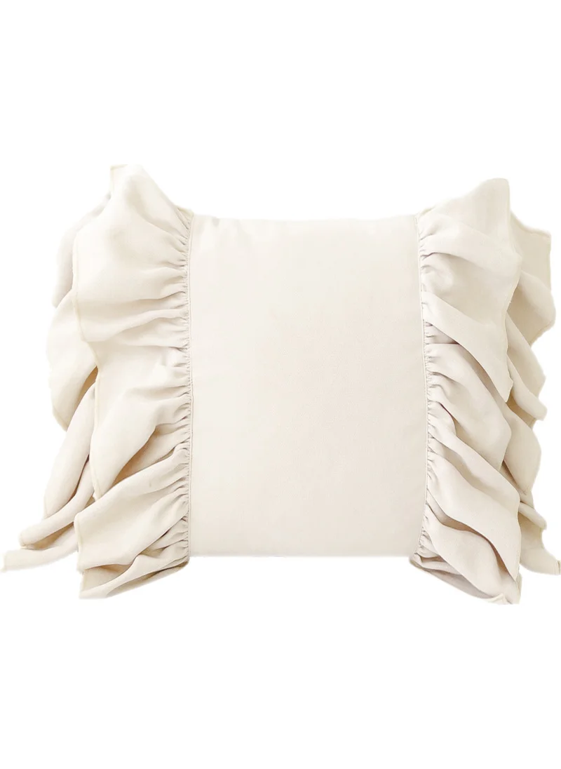 Ritmo Home Frilly Vintage Bohemian Scandinavian Throw Pillow Cover Cream