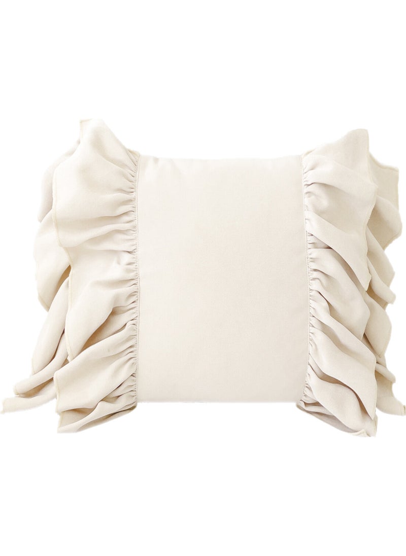 Ritmo Home Frilly Vintage Bohemian Scandinavian Throw Pillow Cover Cream 