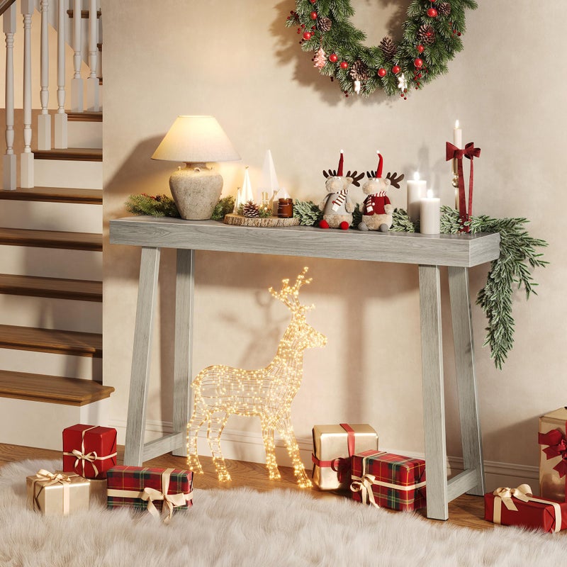 Huuger Entryway Console Table with Charging Station, USB-C Port, 47.2 Inch Sofa Table with Metal Legs, Entry Hallway Table with Thicker Desktop, Modern Behind Couch Table, Grey - Image 5