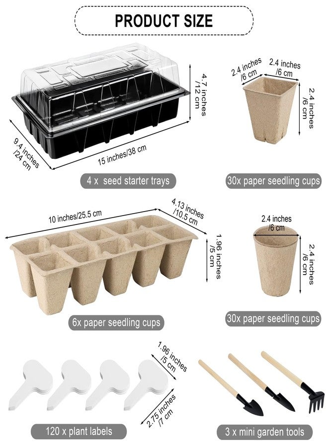 Aodaer 4 Pack Peat Pots for Seedlings Seed Starter Kit with Plastic Growing Trays, Paper Seedling Cups,Tool, Plant Labels,Germination Tray Seed Starter Tray for Vegetables, Herbs - Image 2
