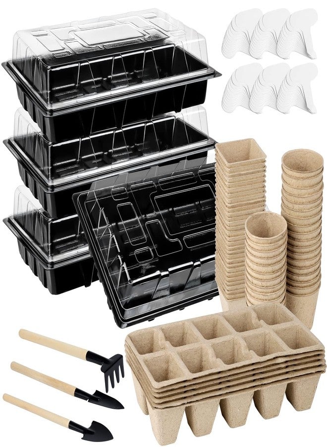 Aodaer 4 Pack Peat Pots for Seedlings Seed Starter Kit with Plastic Growing Trays, Paper Seedling Cups,Tool, Plant Labels,Germination Tray Seed Starter Tray for Vegetables, Herbs - Image 1