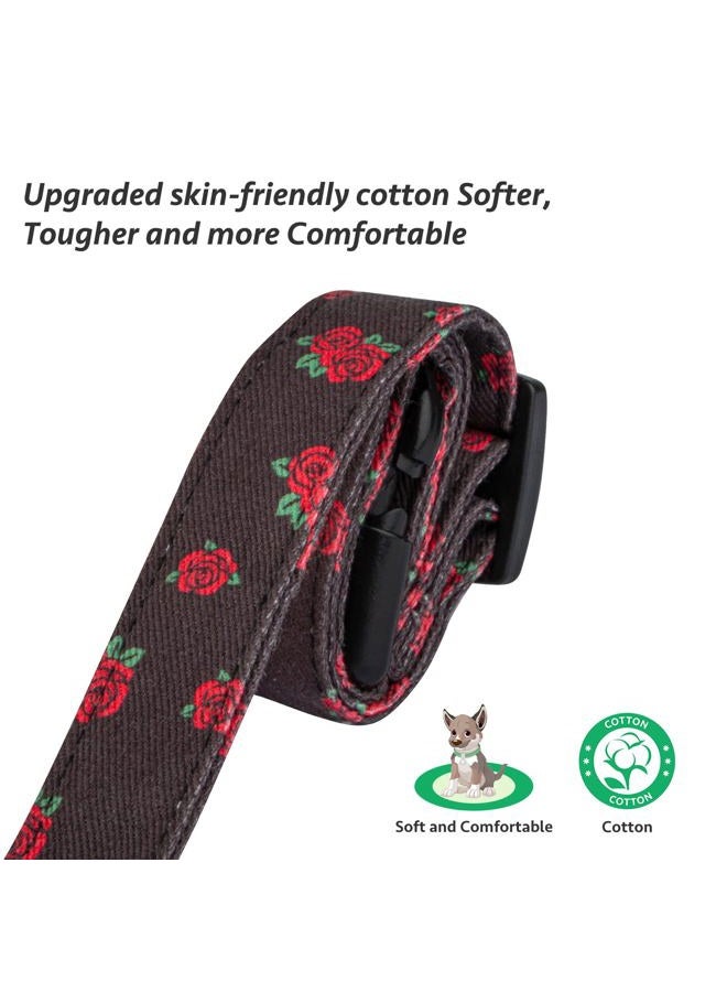 FYEQYAOU Cotton Handmade Dog Collar Cute and Distinctive Patterns Black Rose with Pendant Cute Dog Collars for Small Medium Large Dogs Girl Dogs Boy Dogs M - Image 4