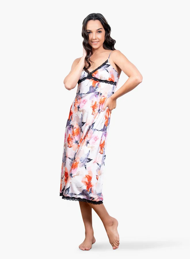 Aadaraya Aadaraya All-Over Floral Print Slip Dress
