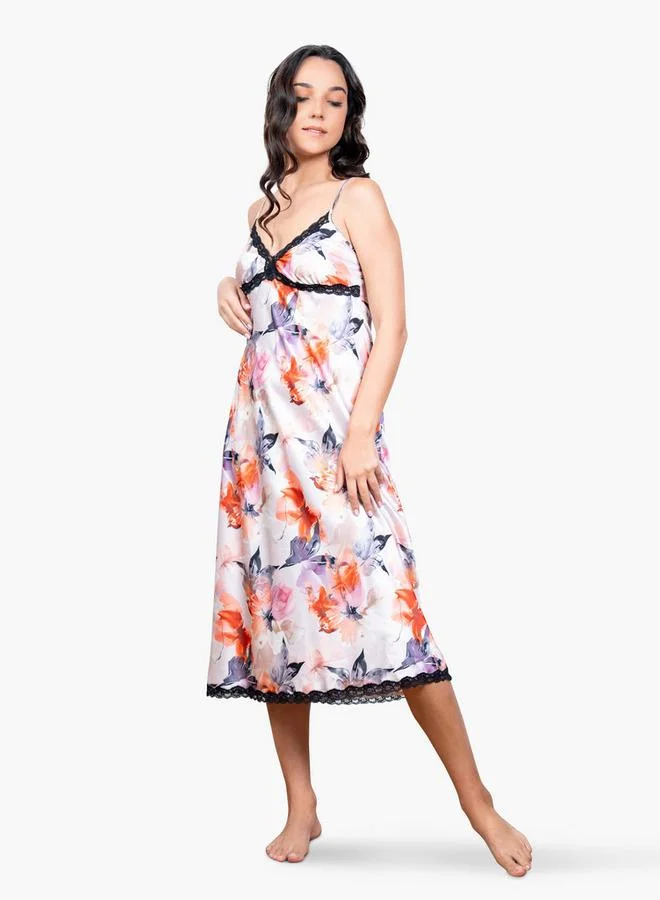 Aadaraya Aadaraya All-Over Floral Print Slip Dress