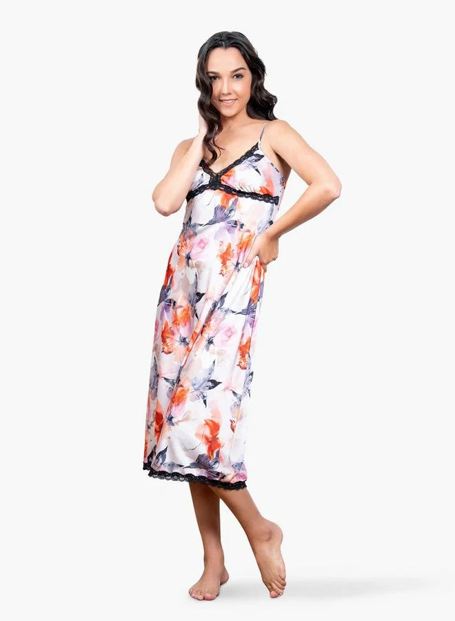 Aadaraya Aadaraya All-Over Floral Print Slip Dress