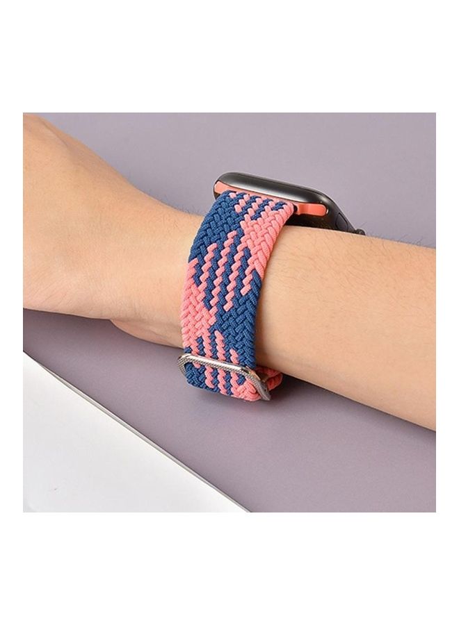 Loquat Elastic Strap Watchband For Apple Watch Series 7 41mm/6 u0026 SE u0026 5 u0026 4 40mm/3 u0026 2 u0026 1 38mm Blue White - Image 4