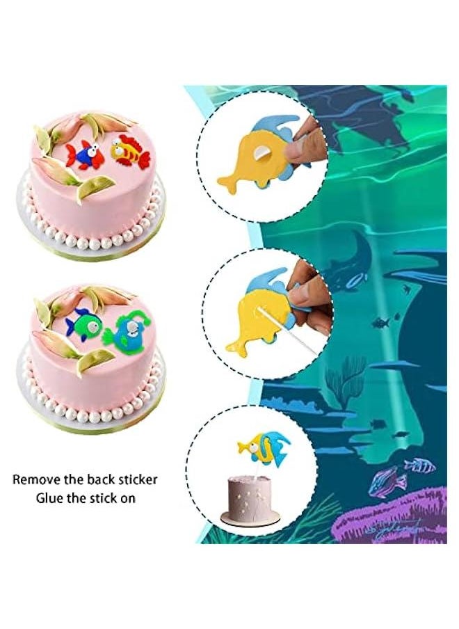 Generic - Under the Sea Cake Decorations 5pcs Fish Cake Cupcake Toppers Ocean Birthday Cake Topper Ocean Animals Sea Cake Decorations for Sea Ocean Mermaid Fishing Theme Birthday Baby Shower Party - Image 1