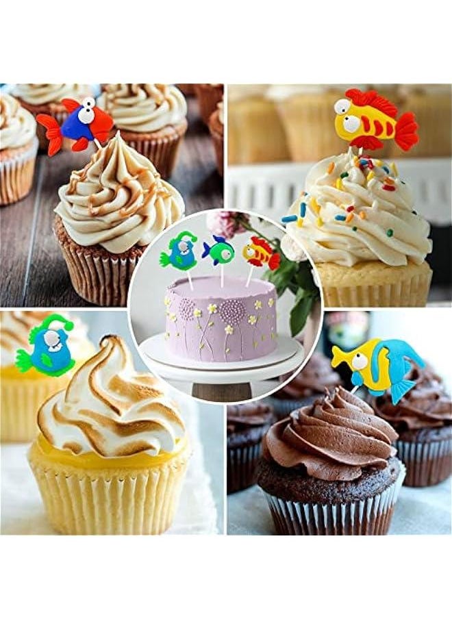 Generic - Under the Sea Cake Decorations 5pcs Fish Cake Cupcake Toppers Ocean Birthday Cake Topper Ocean Animals Sea Cake Decorations for Sea Ocean Mermaid Fishing Theme Birthday Baby Shower Party - Image 1