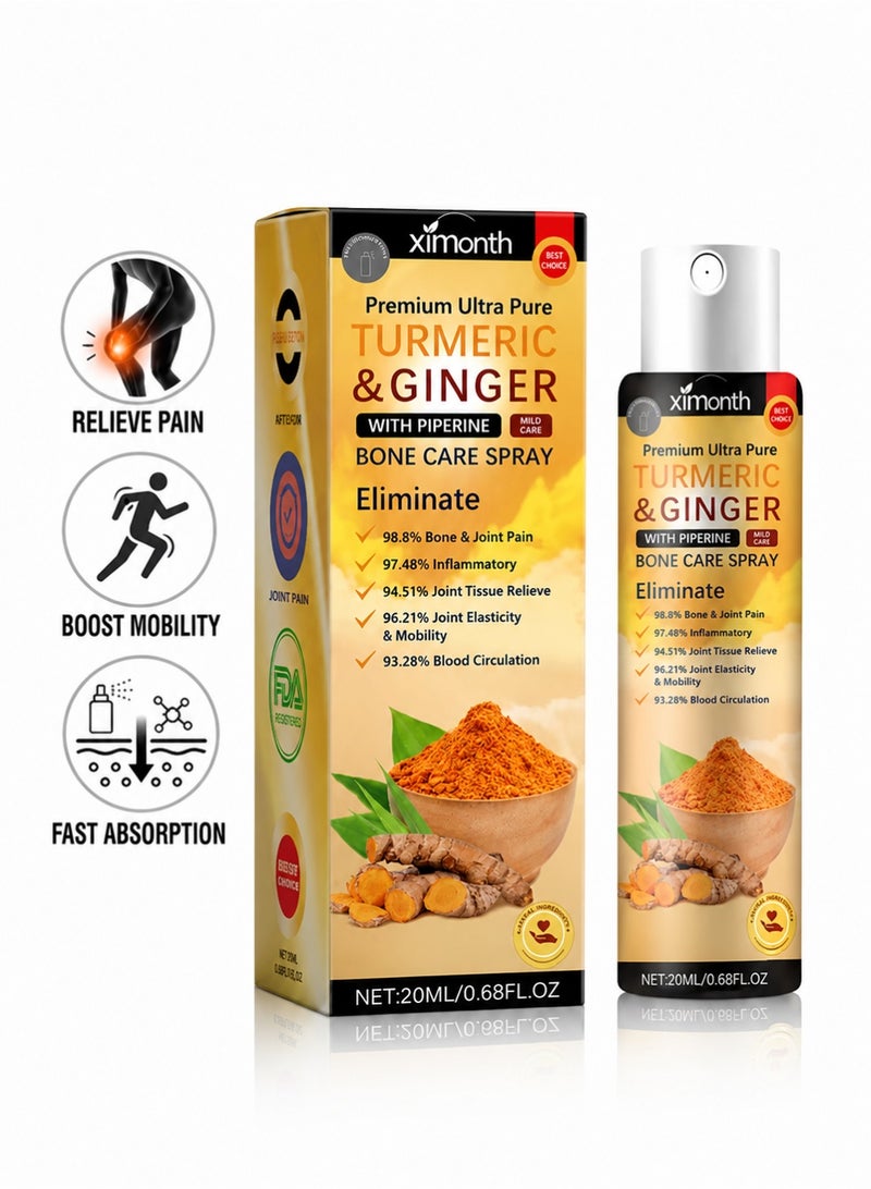 ximonth Turmeric & Ginger Bone Care Spray with Piperine, Natural Joint & Bone Relief Spray for Muscle Joint Discomfort, 20ML - Image 1