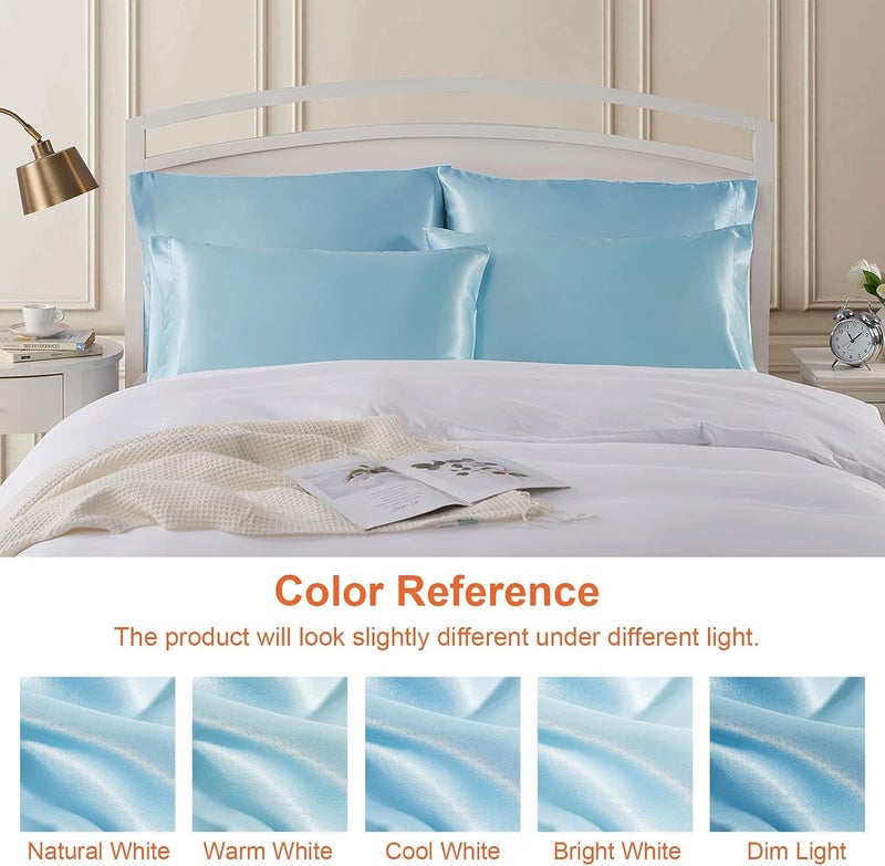 Filloxy Satin Fabric | 44" Wide-600 TC Shiny, Silky Solid Cloth for Bridal Wedding Dress, Fashion Crafts, Costumes, Decorations, Sewing, Draping Gift Wrapping Party Decoration (Pastal Blue, 1 Meter) - Image 2