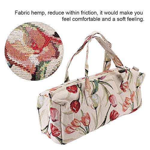 Walfront Large Fabric Knitting Needles BagHousehold Yarn Storage Tote Organizer Knitting Tools Storage Bag for Knitting Needles and Accessoriesrose red - Image 3