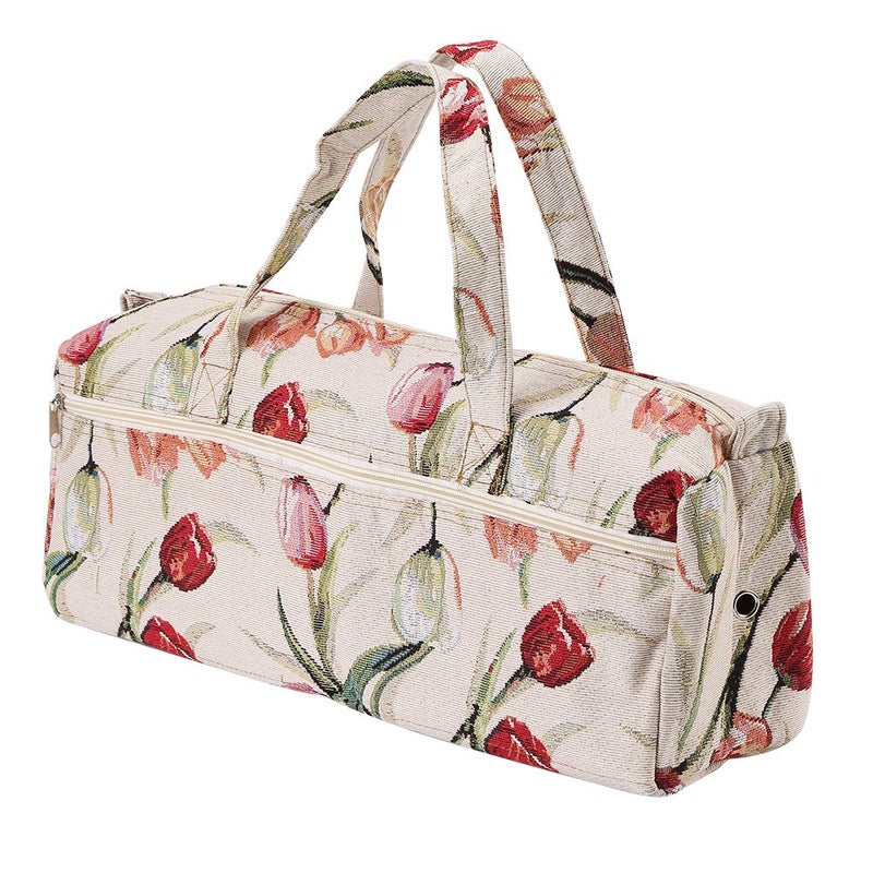 Walfront Large Fabric Knitting Needles BagHousehold Yarn Storage Tote Organizer Knitting Tools Storage Bag for Knitting Needles and Accessoriesrose red - Image 2