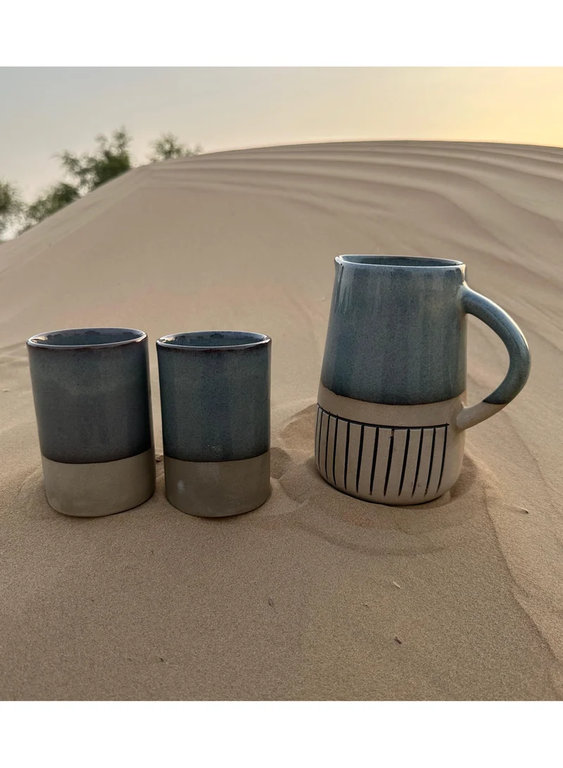 Tohfa Luxe Tohfa Luxe Seaside Earth Handcrafted Jug & Glass Set