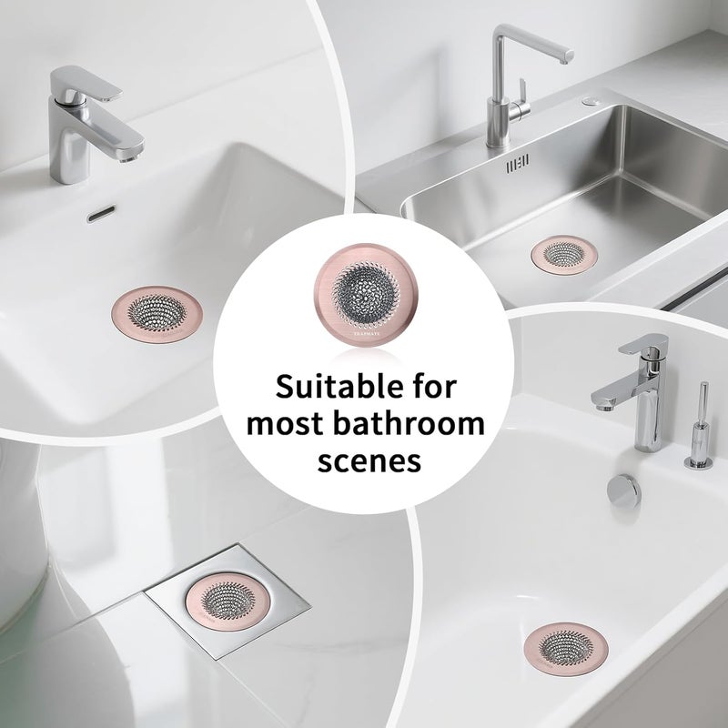 TRAPMATE Shower Drain Hair Catcher, Fast Drainage Bathtub Drain Hair Catcher, Easy Clean Hair Catcher Shower Drain, Upgraded 304 Stainless Steel Shower Drain Cover For Shower Regular & Pop-up Drain (Rose Gold) - Image 5