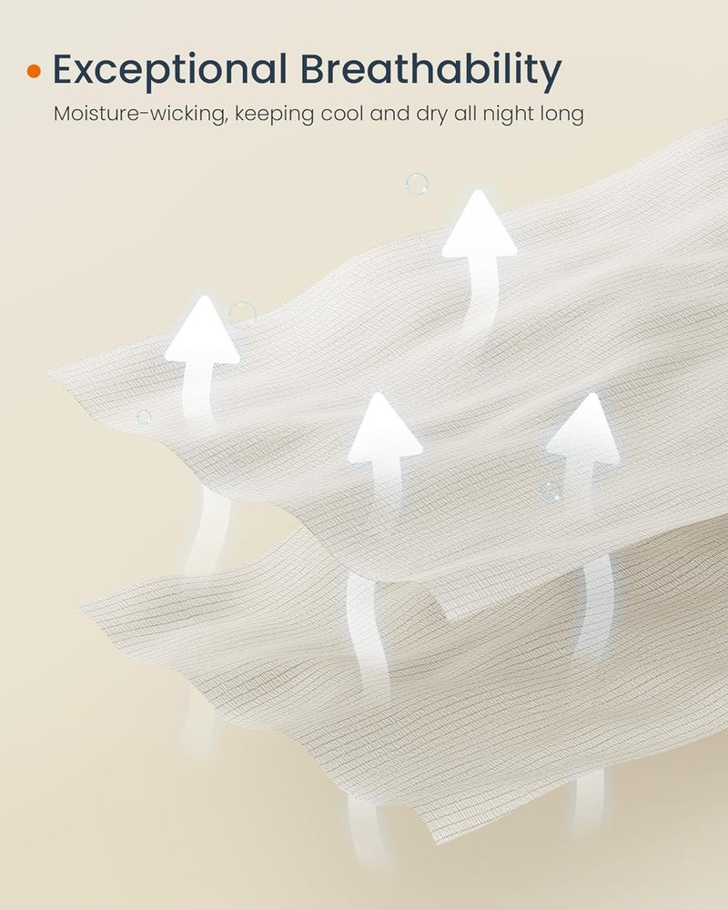 SONGMICS HOME Bed Pillows Queen Size Set of 2, Down Alternative Hotel Pillow, Skin Friendly Viscose Cooling Seersucker Cover, for Back, Stomach, Side Sleepers,White - Image 4