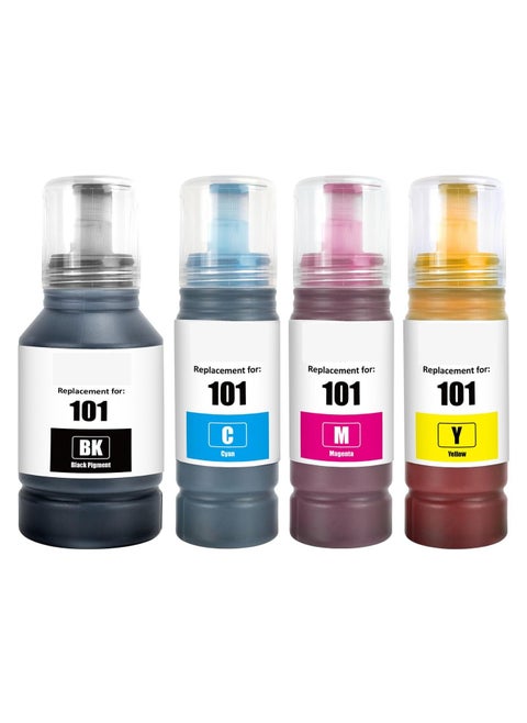 Ink set 101 for Epson for EcoTank 4-Pack Black Cyan Magenta Yellow for L4150 L4160 L6160 L6170 L6176 L6190 L14150 Printer