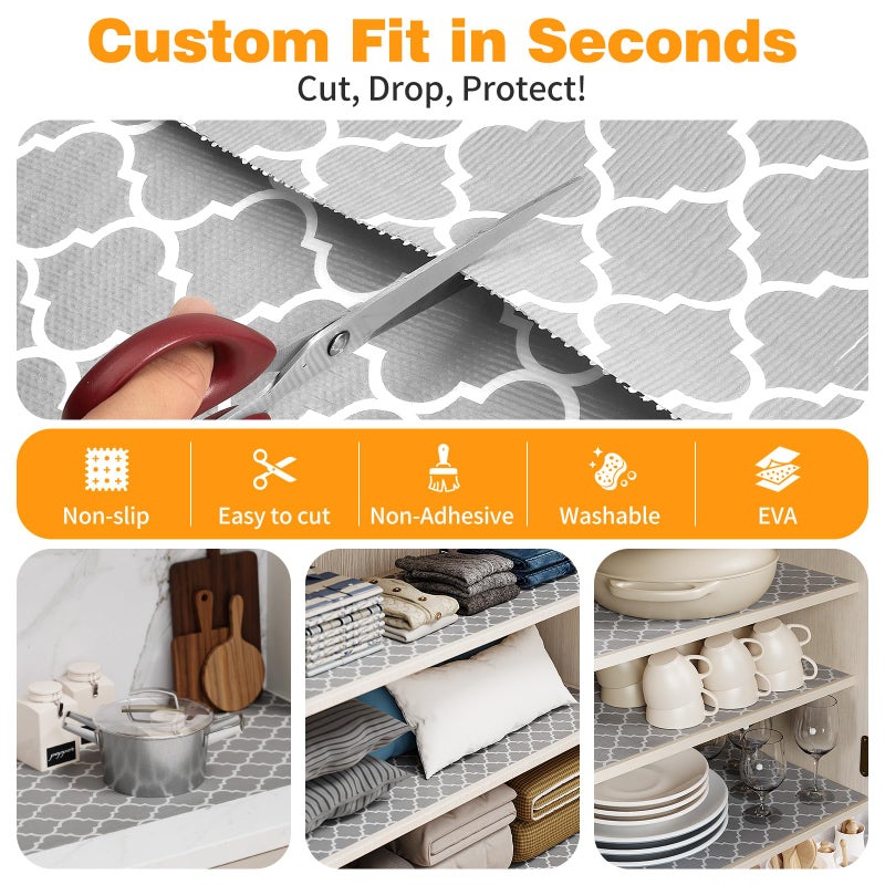 Coavas Extra Grip Thickened Shelf and Drawer Liner - Non-Adhesive Non-Slip Waterproof Mats for Kitchen Cabinets, Drawers, Shelves, Dresser & Cupboard, Easy Cut DIY (Gray, 12IN x 10FT) - Image 5