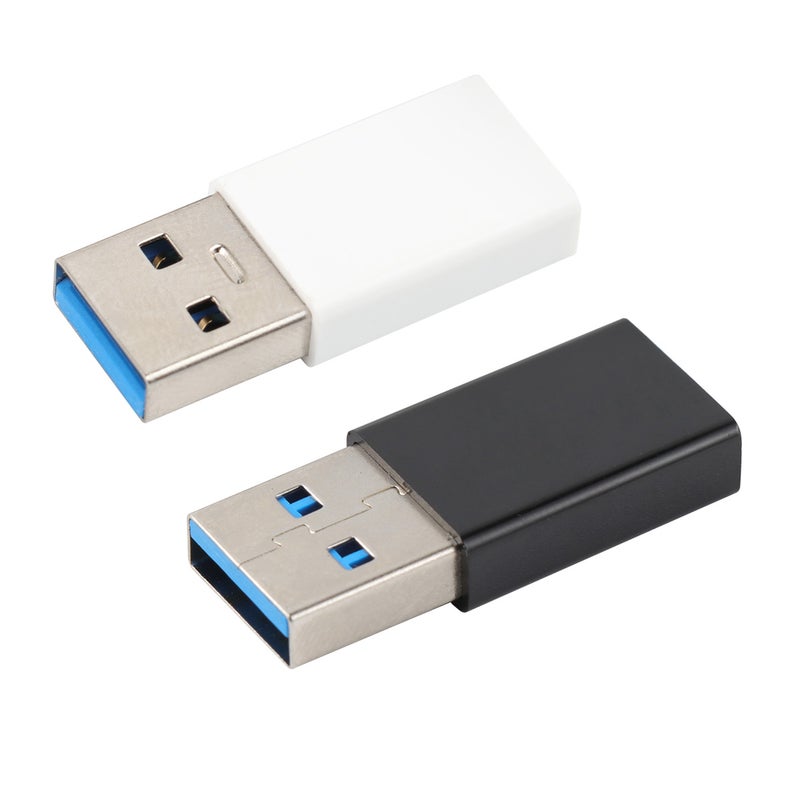 2PCS Mini ABS USB 3.0 Male To Type-C Female Adapter OTG USB3.0 To USB C Adapter Converter for Smartphones Tablet (Black and White) - Image 1