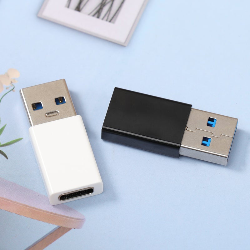 2PCS Mini ABS USB 3.0 Male To Type-C Female Adapter OTG USB3.0 To USB C Adapter Converter for Smartphones Tablet (Black and White) - Image 5