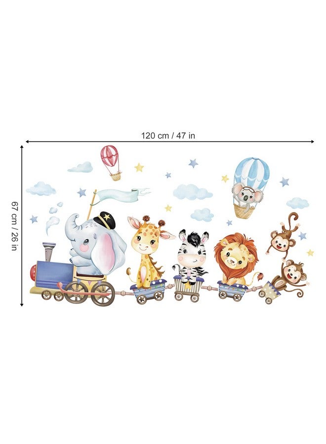 wondever Animal Train Wall Stickers Jungle Animals Giraffe Elephant Lion Peel and Stick Wall Art Decals for Baby Nursery Kids Room Bedroom - Image 4