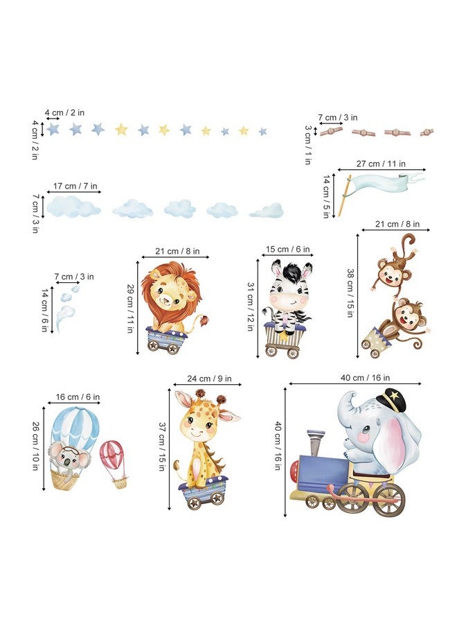 wondever Animal Train Wall Stickers Jungle Animals Giraffe Elephant Lion Peel and Stick Wall Art Decals for Baby Nursery Kids Room Bedroom - Image 5